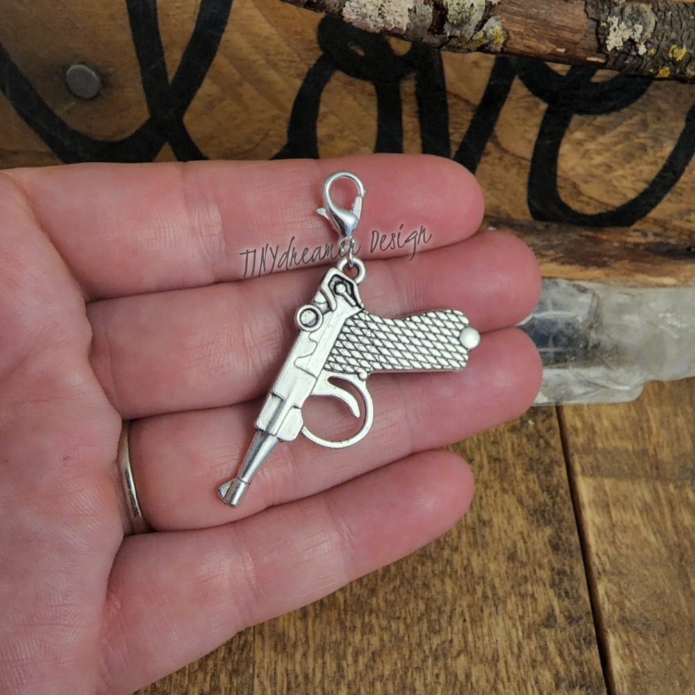 5/$25 Large Gun Charm Bag Clip Pursecharm Unisex Military Jewelry Army Gift idea